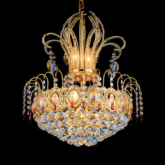 Contemporary Gold Crystal Ball Chandelier Light with Multi Lights for Dining Room, 16"/19.5" Wide