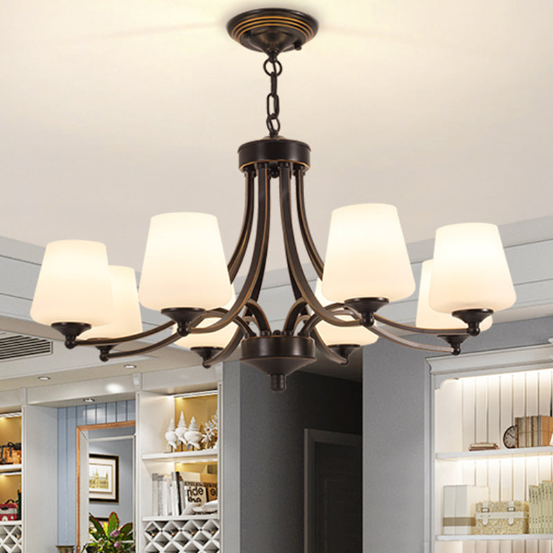 Classic Cream Glass Chandelier Pendant Light for Dining Rooms