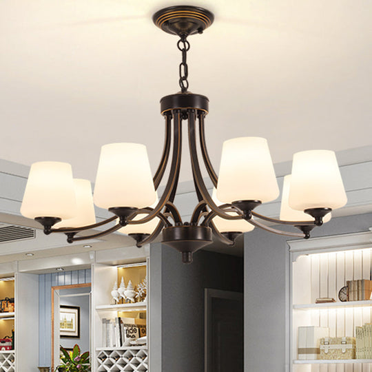 Classic Cream Glass Chandelier Pendant Light for Dining Rooms