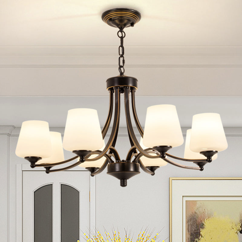 Classic Cream Glass Chandelier Pendant Light for Dining Rooms
