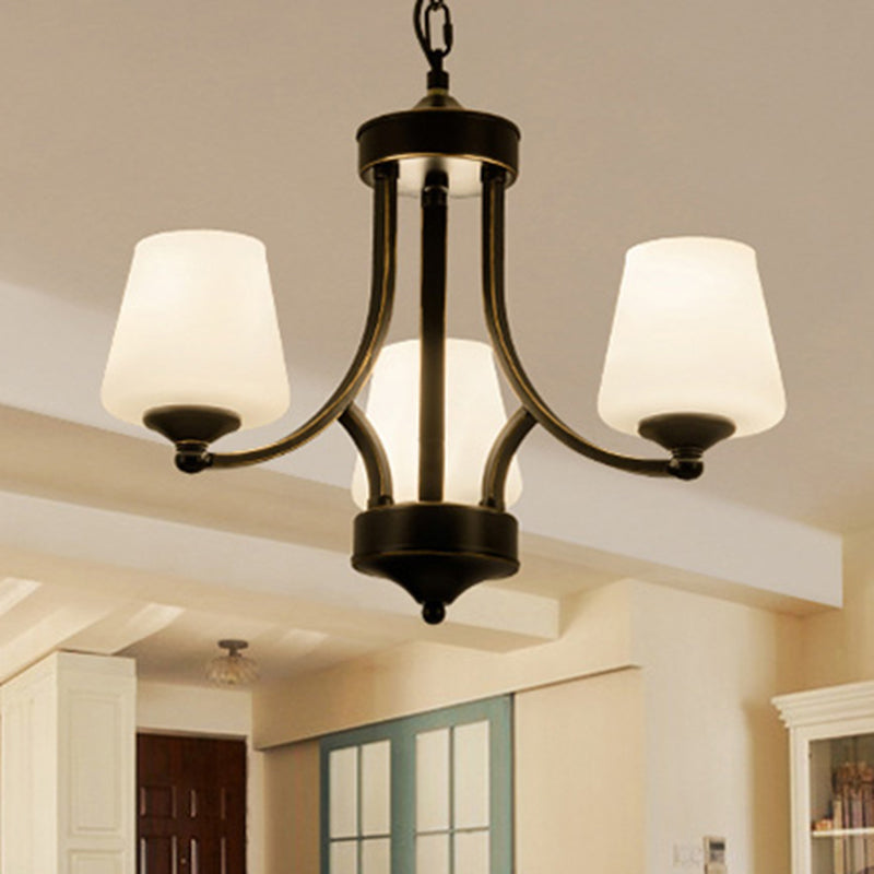 Handblown Glass Black Bud Chandelier Light Fixture for Traditional Ceiling Lighting