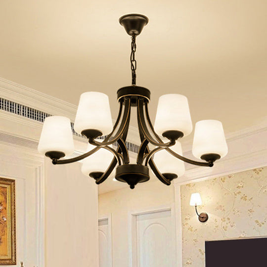 Handblown Glass Black Bud Chandelier Light Fixture for Traditional Ceiling Lighting
