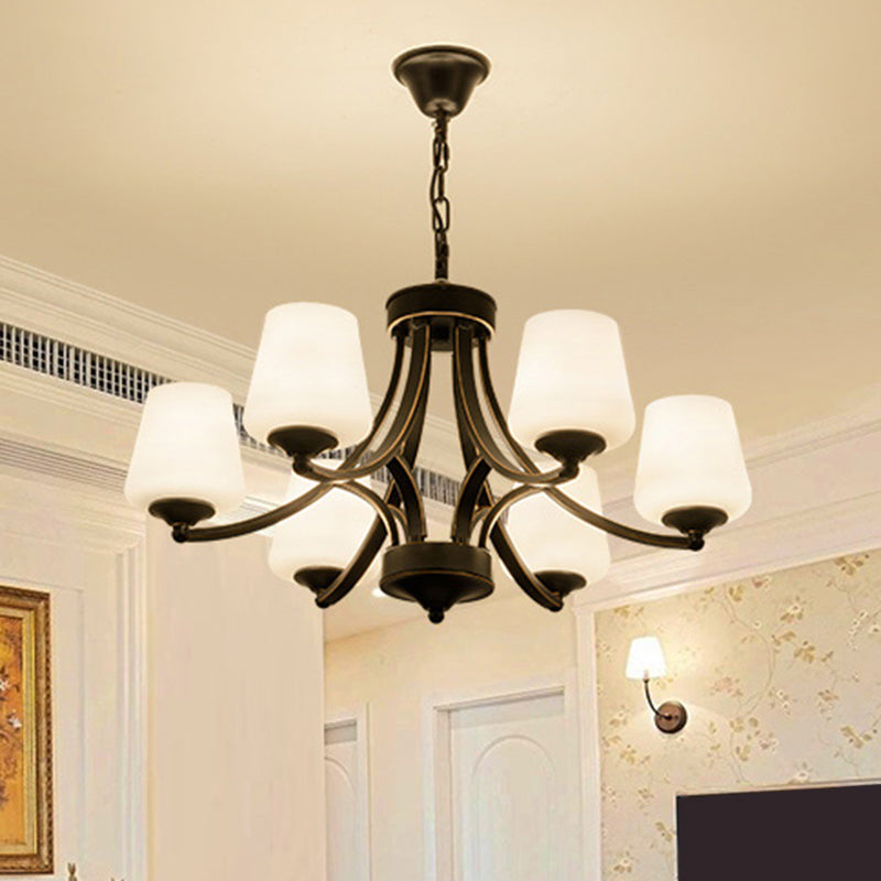 Handblown Glass Black Bud Chandelier Light Fixture for Traditional Ceiling Lighting