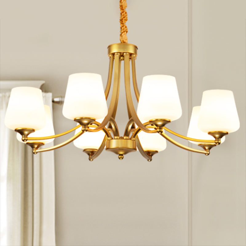 Vintage Cream Glass Chandelier Pendant Light - Elegant Hanging Light for Living Room