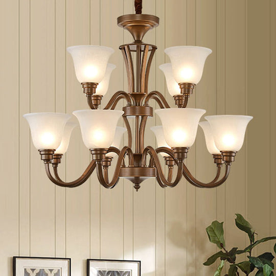 Frosted Glass Chandelier Light – Retro Style Pendant Fixture for Living Room
