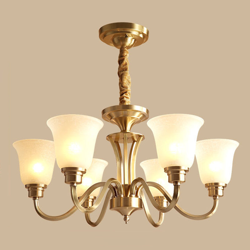 Frosted Glass Chandelier Light – Retro Style Pendant Fixture for Living Room
