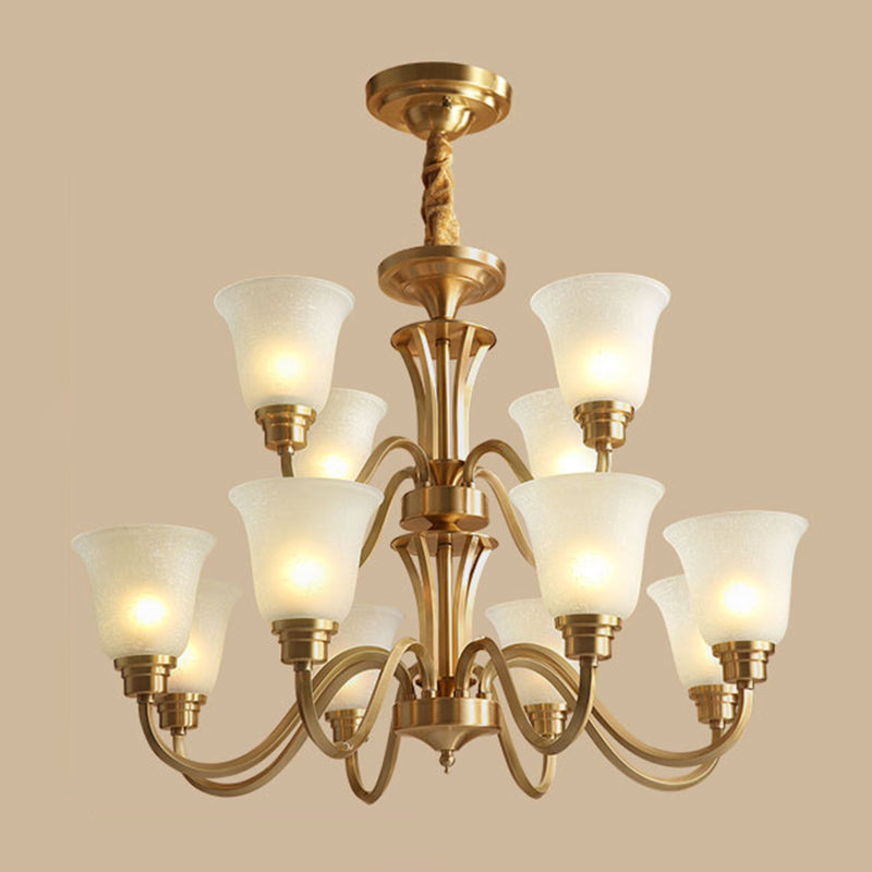 Frosted Glass Chandelier Light – Retro Style Pendant Fixture for Living Room