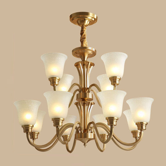 Frosted Glass Chandelier Light – Retro Style Pendant Fixture for Living Room