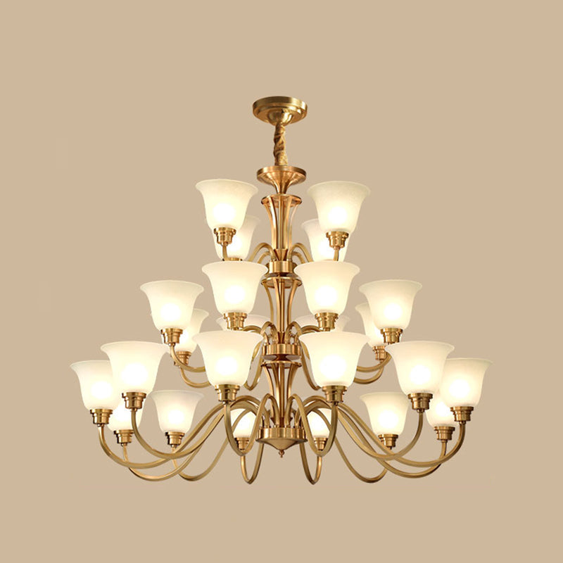 Frosted Glass Chandelier Light – Retro Style Pendant Fixture for Living Room
