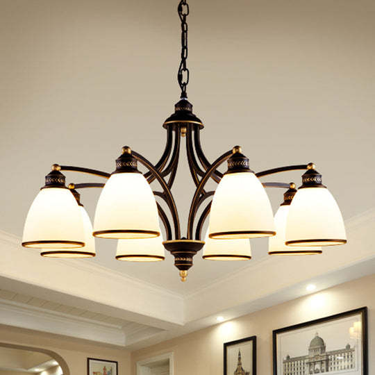Opal Glass Pendant Light Fixture - Classic Bell Chandelier for Living Room