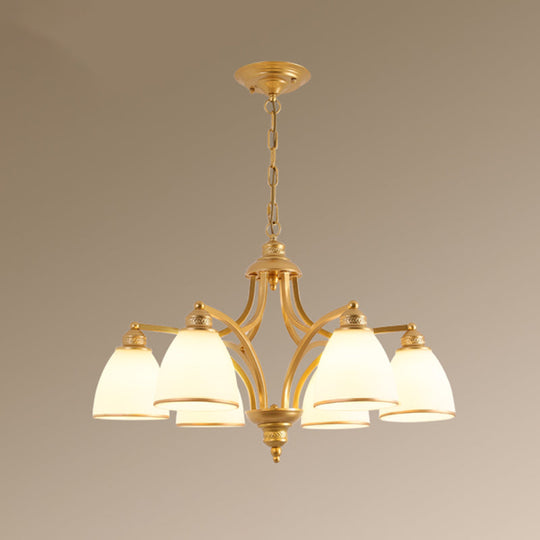 Opal Glass Pendant Light Fixture - Classic Bell Chandelier for Living Room
