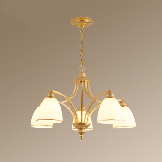 Opal Glass Pendant Light Fixture - Classic Bell Chandelier for Living Room