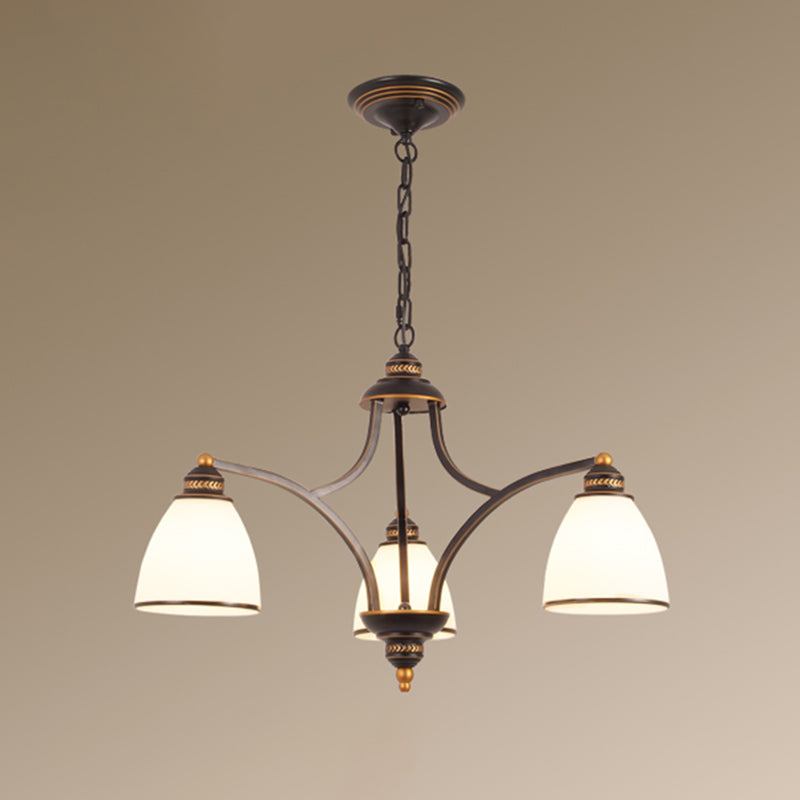 Opal Glass Pendant Light Fixture - Classic Bell Chandelier for Living Room
