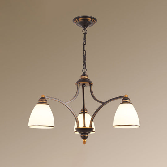 Opal Glass Pendant Light Fixture - Classic Bell Chandelier for Living Room