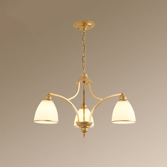 Opal Glass Pendant Light Fixture - Classic Bell Chandelier for Living Room