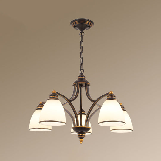 Opal Glass Pendant Light Fixture - Classic Bell Chandelier for Living Room