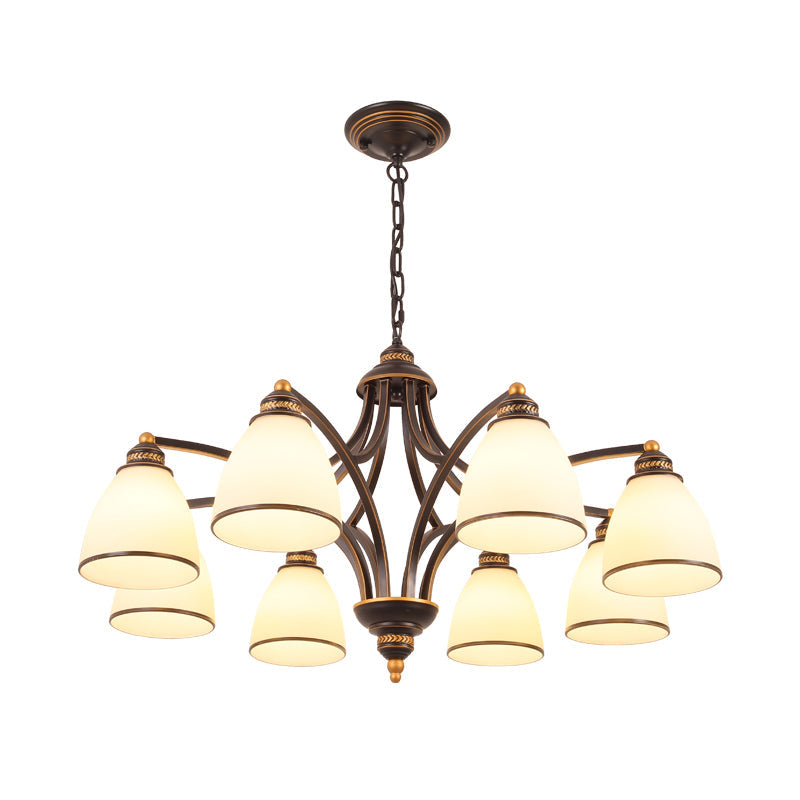 Opal Glass Pendant Light Fixture - Classic Bell Chandelier for Living Room
