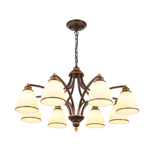 Opal Glass Pendant Light Fixture - Classic Bell Chandelier for Living Room