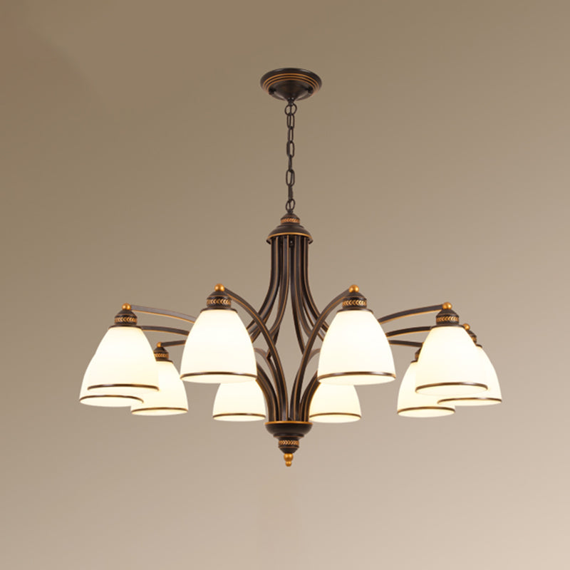 Opal Glass Pendant Light Fixture - Classic Bell Chandelier for Living Room