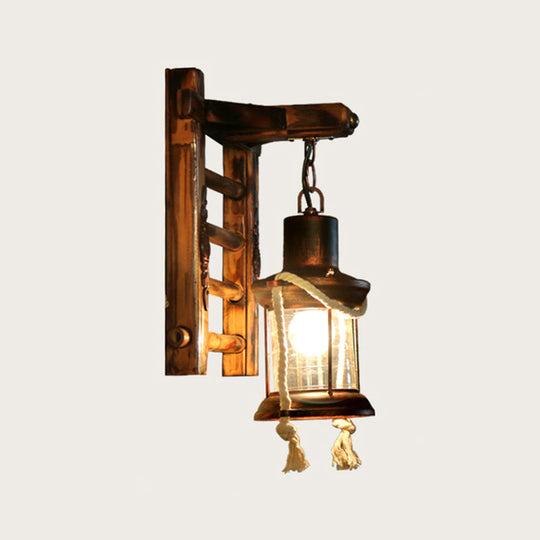 Iron Lantern Kerosene Light - Industrial Style Wall Fixture in Bronze
