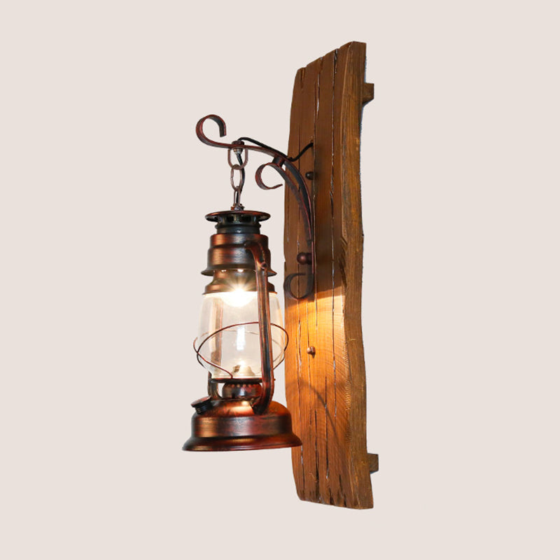 Iron Lantern Kerosene Light - Industrial Style Wall Fixture in Bronze