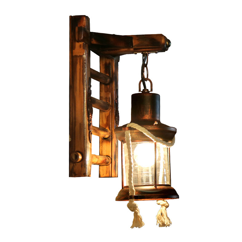 Iron Lantern Kerosene Light - Industrial Style Wall Fixture in Bronze