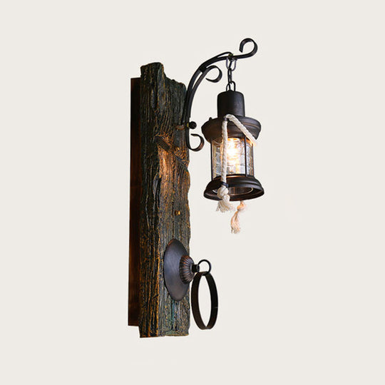 Iron Lantern Kerosene Light - Industrial Style Wall Fixture in Bronze