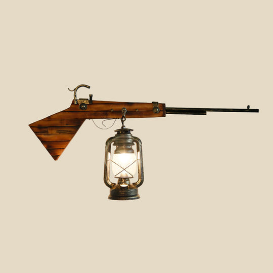 Iron Lantern Kerosene Light - Industrial Style Wall Fixture in Bronze