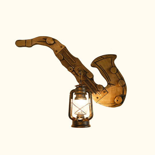 Iron Lantern Kerosene Light - Industrial Style Wall Fixture in Bronze