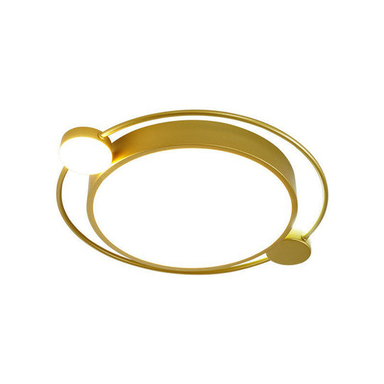 Gold LED Flush Mount Ceiling Light with Modern Round Shade