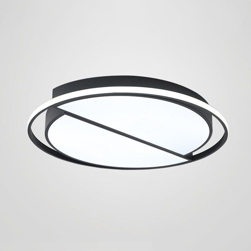 Modern Black Metal LED Ceiling Light for Study Room - Splicing Round Design