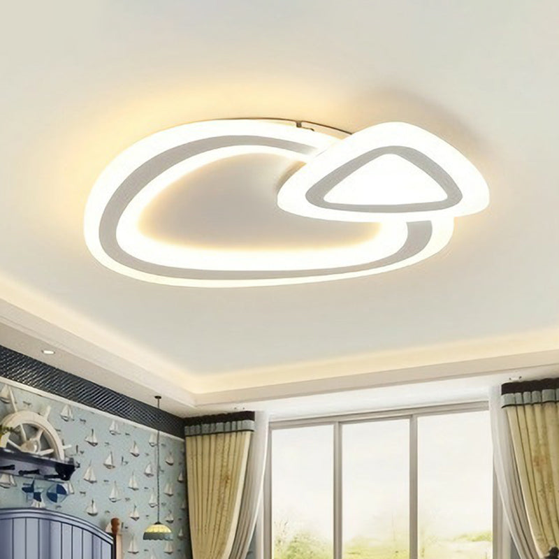 Kids' Acrylic Shaded Flush Mount Lighting: White LED Fixture for Bedroom