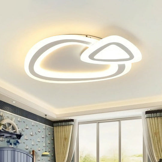 Kids' Acrylic Shaded Flush Mount Lighting: White LED Fixture for Bedroom
