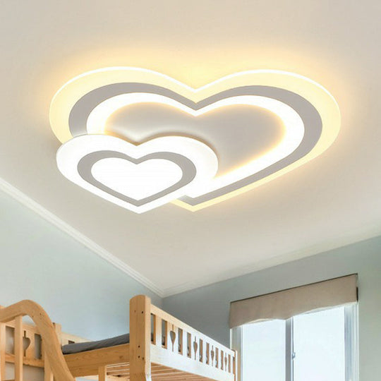 Kids' Acrylic Shaded Flush Mount Lighting: White LED Fixture for Bedroom