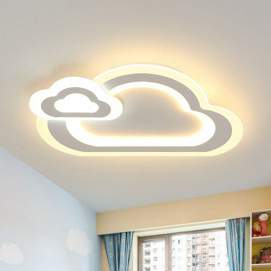 Kids' Acrylic Shaded Flush Mount Lighting: White LED Fixture for Bedroom