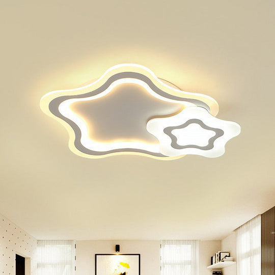 Kids' Acrylic Shaded Flush Mount Lighting: White LED Fixture for Bedroom