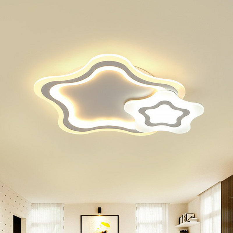 Kids' Acrylic Shaded Flush Mount Lighting: White LED Fixture for Bedroom