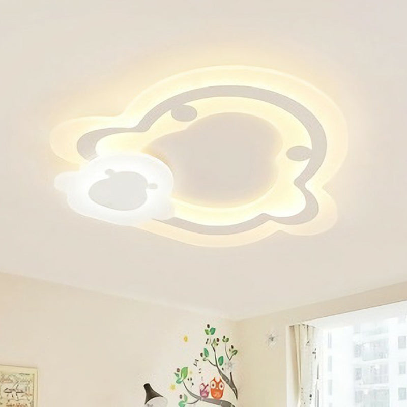 Kids' Acrylic Shaded Flush Mount Lighting: White LED Fixture for Bedroom