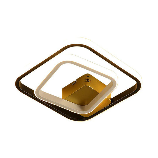 Modern Geometric LED Flush Ceiling Light in Black and White - Aluminum Finish