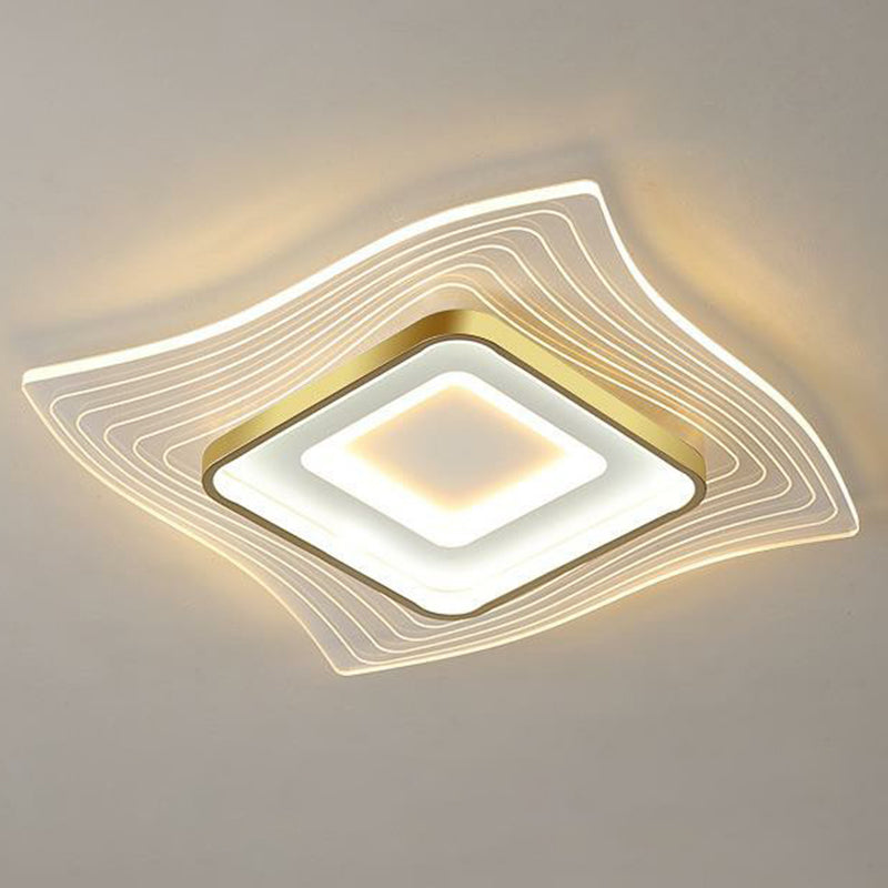 Contemporary Gold LED Acrylic Flush Mount Ceiling Light