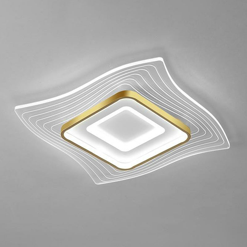 Contemporary Gold LED Acrylic Flush Mount Ceiling Light