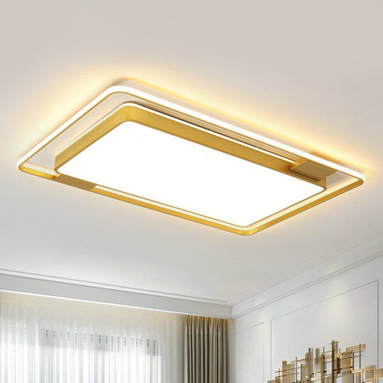 Modern Gold Flush Ceiling Light with LED and Geometric Design for Bedroom
