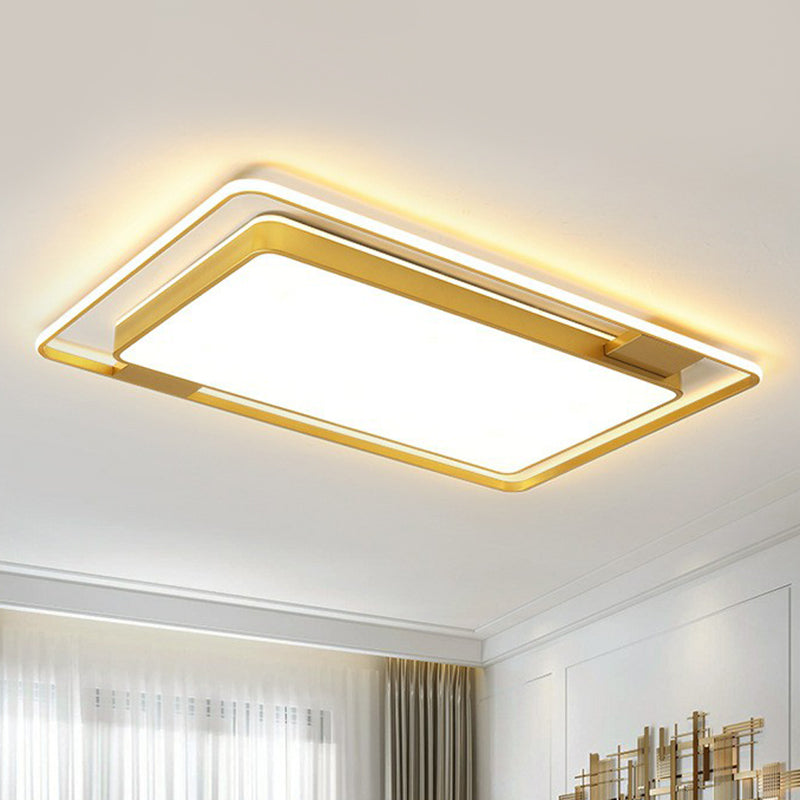 Modern Gold Flush Ceiling Light with LED and Geometric Design for Bedroom