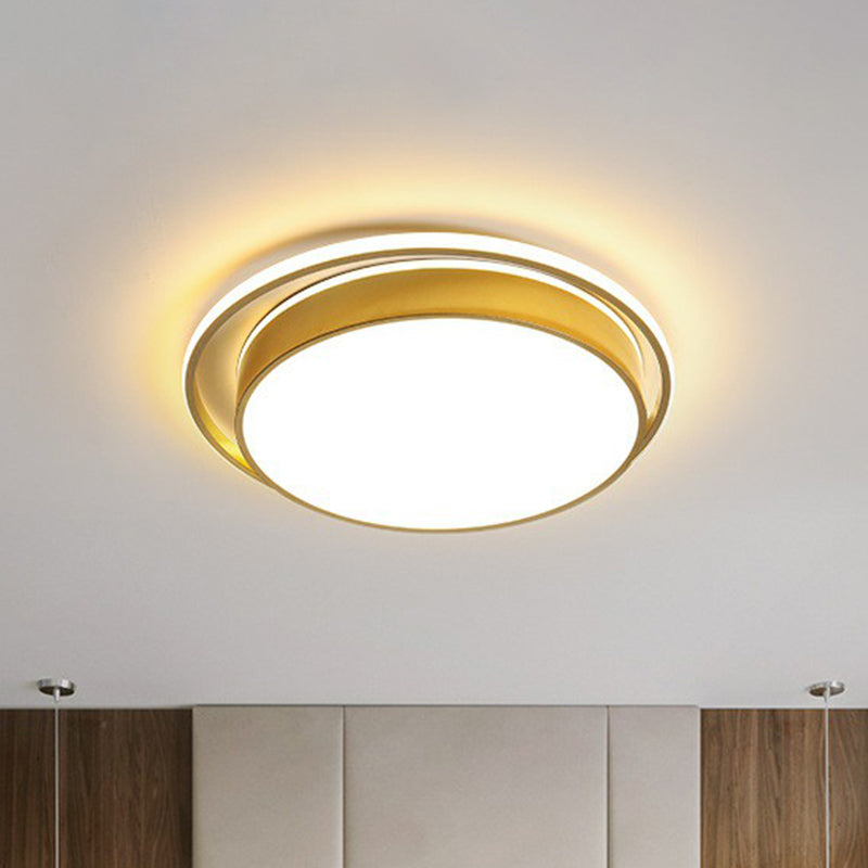 Modern Gold Flush Ceiling Light with LED and Geometric Design for Bedroom