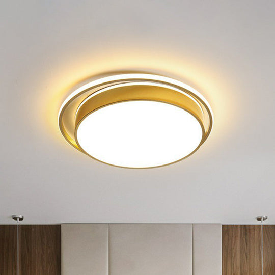 Modern Gold Flush Ceiling Light with LED and Geometric Design for Bedroom