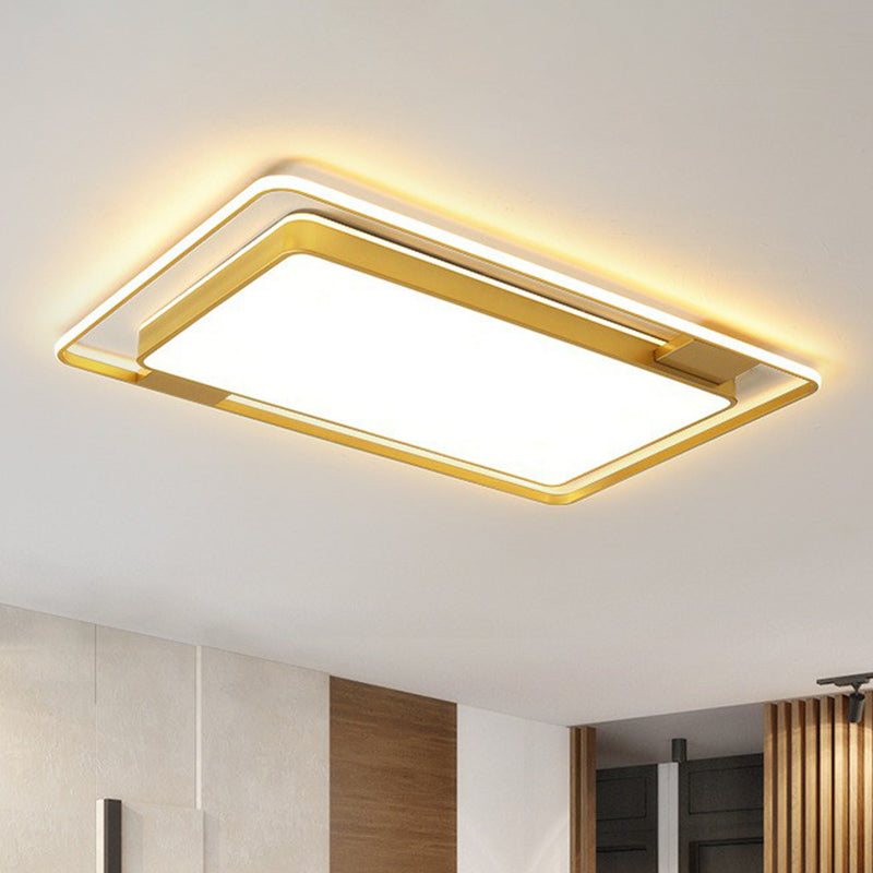 Modern Gold Flush Ceiling Light with LED and Geometric Design for Bedroom