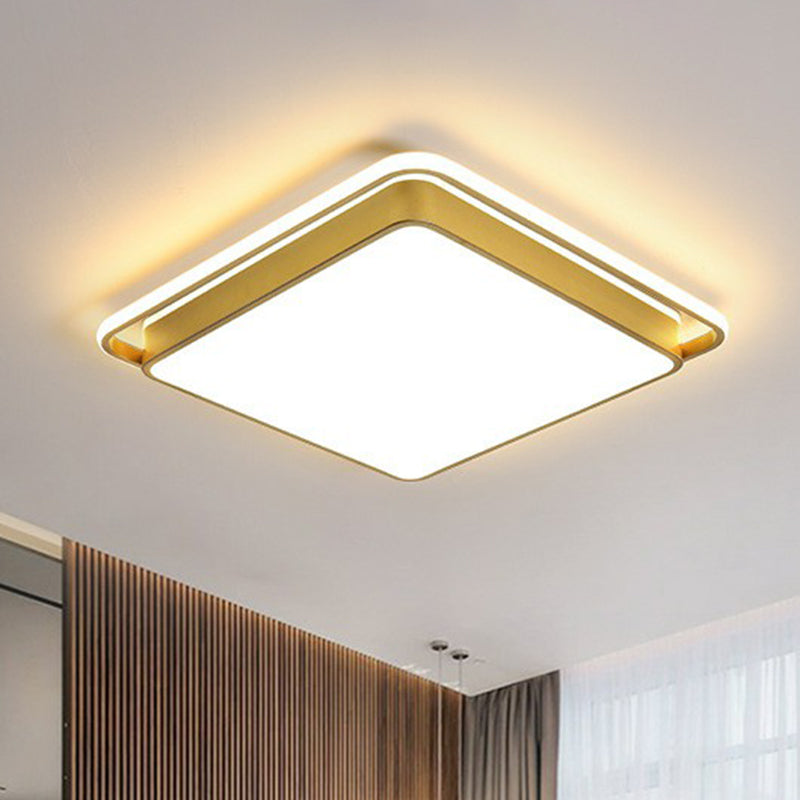 Modern Gold Flush Ceiling Light with LED and Geometric Design for Bedroom