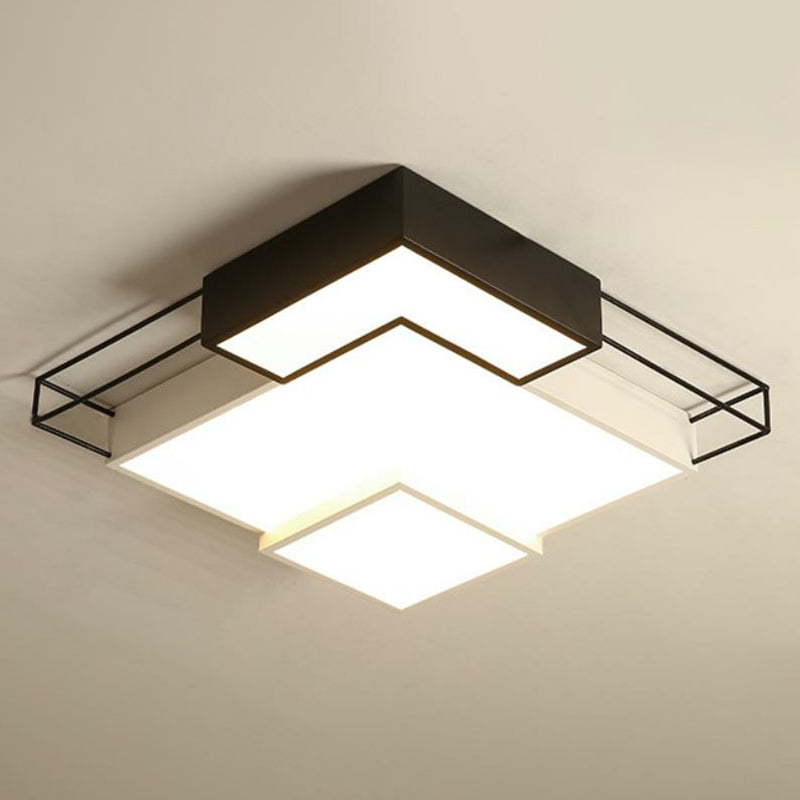 Modern LED Flush Mount Ceiling Light Fixture - Extra-Thin Acrylic Design in Black and White