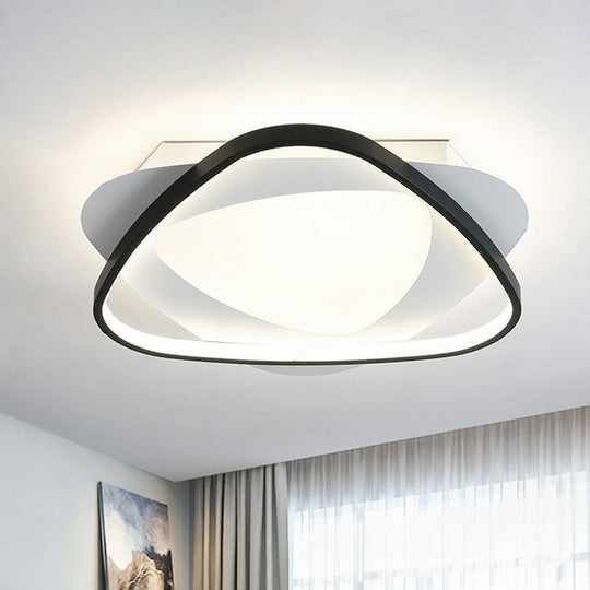 Modern Black Triangle Flush LED Ceiling Light for Bedrooms