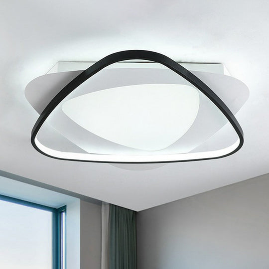 Modern Black Triangle Flush LED Ceiling Light for Bedrooms